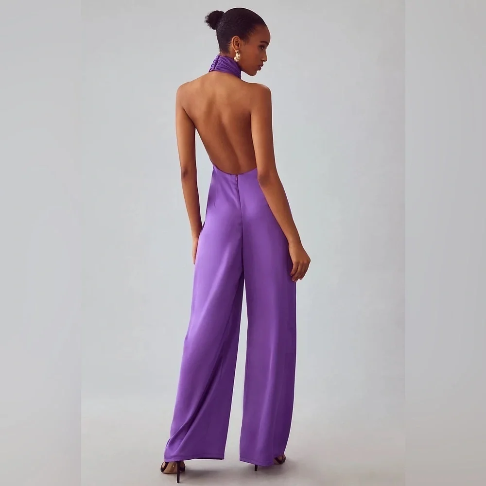 NWT Anthropologie Katie May Robbie Purple Open Back Jumpsuit Small - Picture 2 of 6